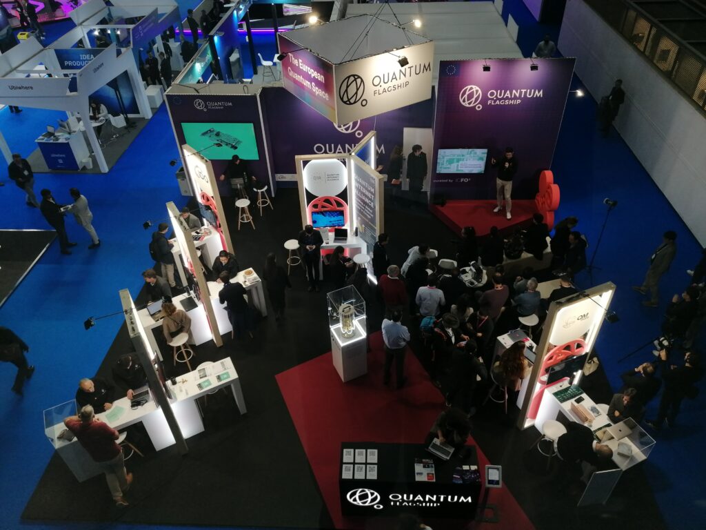 Top view of the European Quantum Space at MWC 2023 curated by Quantum Flagship and ICFO